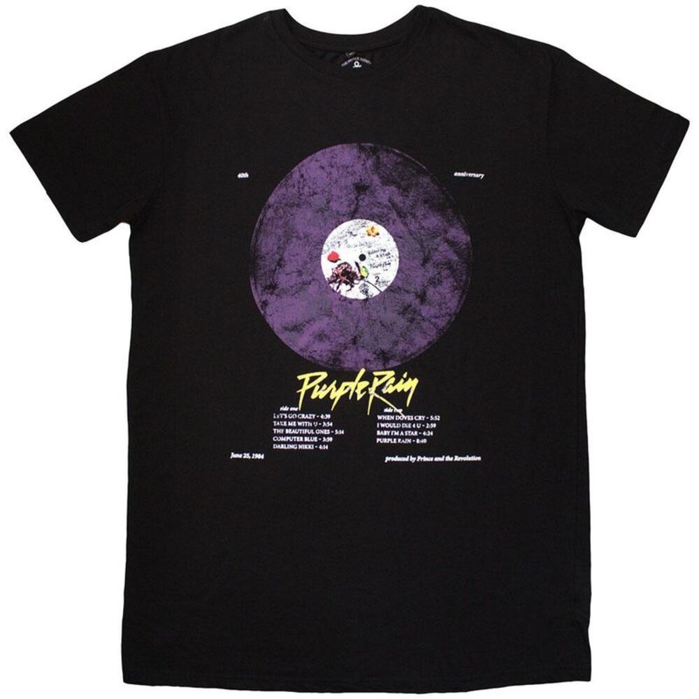 Prince Womens/Ladies Purple Rain Disc T-Shirt Dress / Black